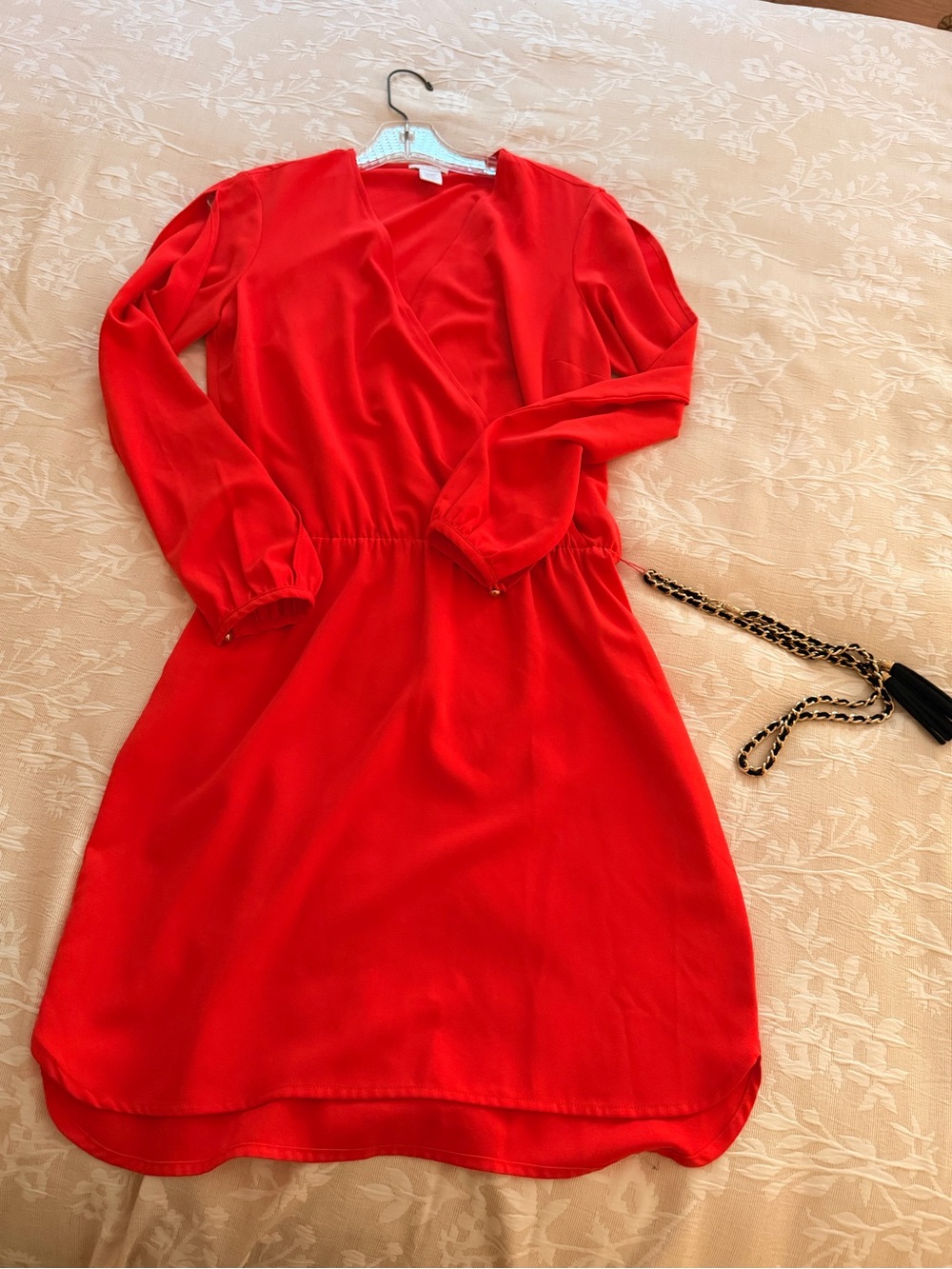 Cache Red Long-Sleeve Wrap Dress